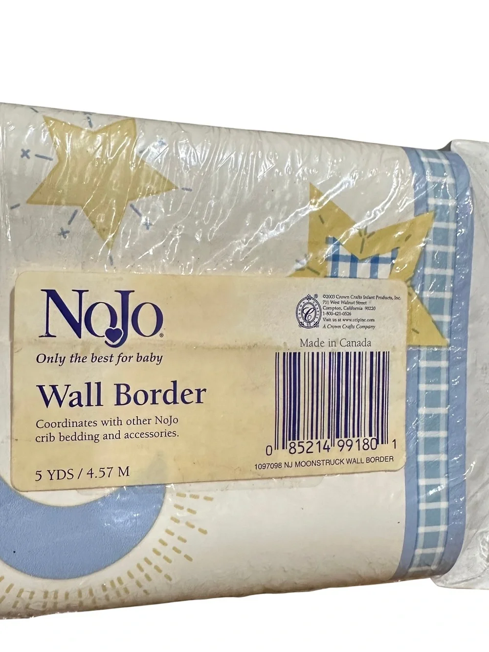 2 Packs Vintage NoJo Wall Border Celestial Baby Nursery Bathroom Decor Moon Star